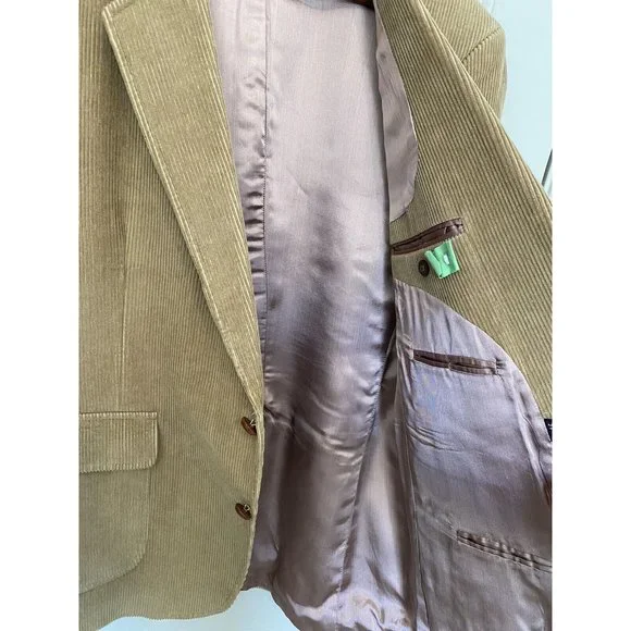 Garrison Park Men's 46R Vintage Tan Brown Corduroy Blazer W/ Elbow Patches - Picture 9 of 11